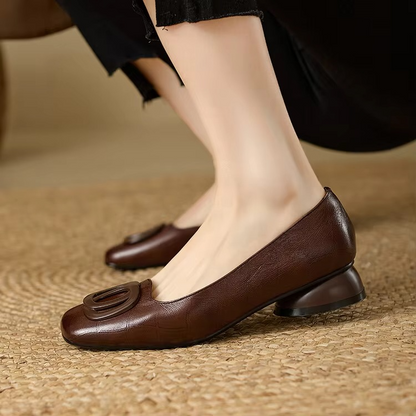 Jess - Opium Leather Flats