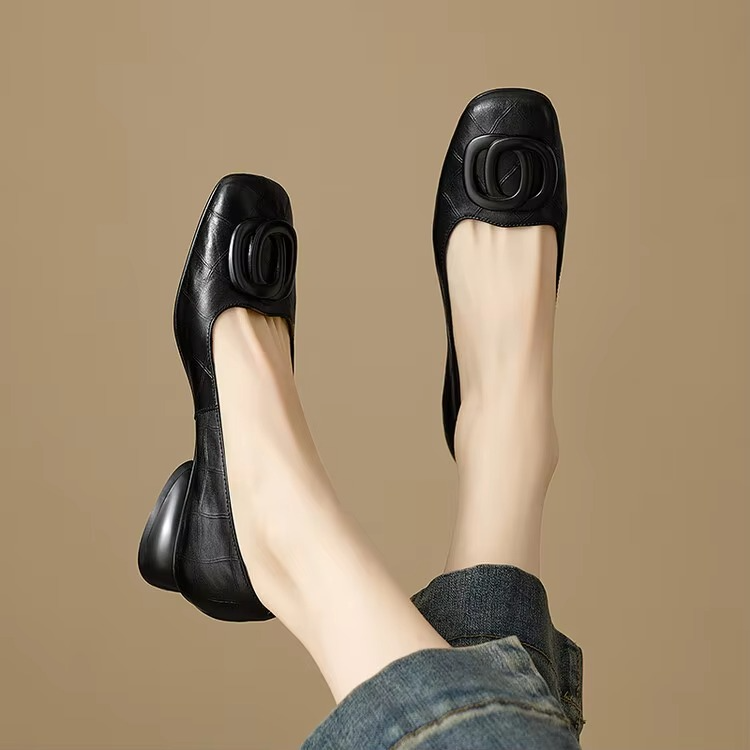 Jess - Opium Leather Flats