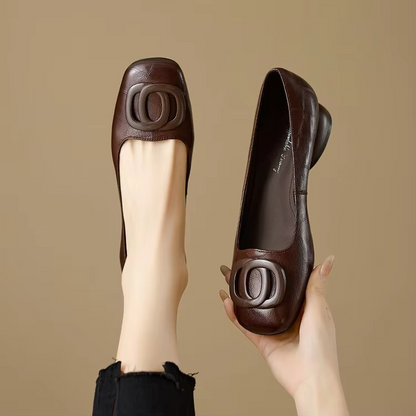 Jess - Opium Leather Flats