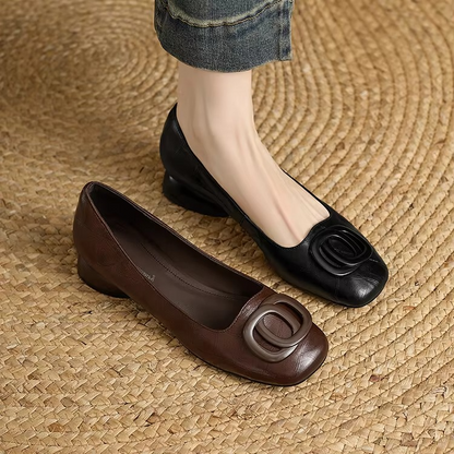 Jess - Opium Leather Flats