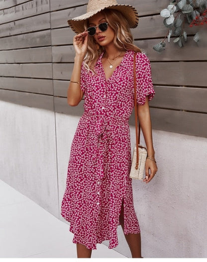 MILA - WOMAN'S MIDI DRESS FLORAL PRINT