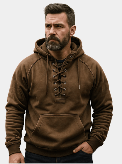 CONNOR - MEN'S LACE-UP HOODED SWEATSHIRT