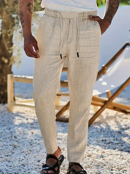 NICHOLS - WIDE LEG LINEN PANTS WITH DRAWSTRING