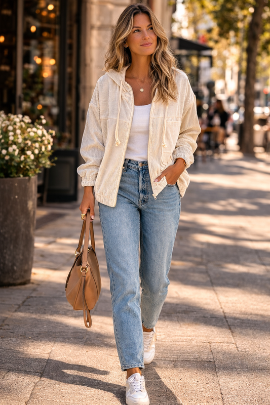 Ella - Corduroy Hooded Spring Jacket