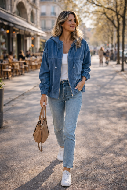 Ella - Corduroy Hooded Spring Jacket