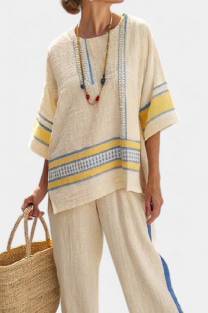 Madison - Yellow and Linen Trousers Set