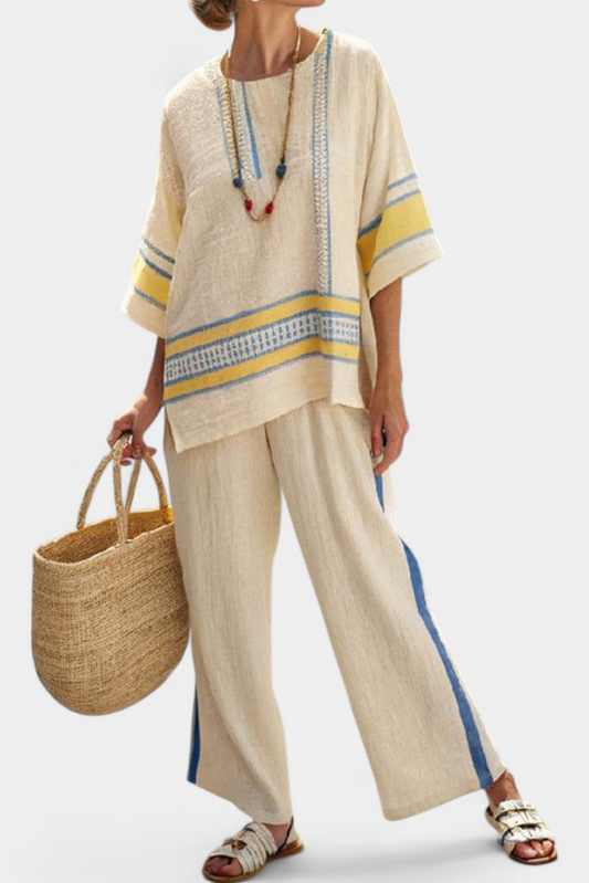 Madison - Yellow and Linen Trousers Set
