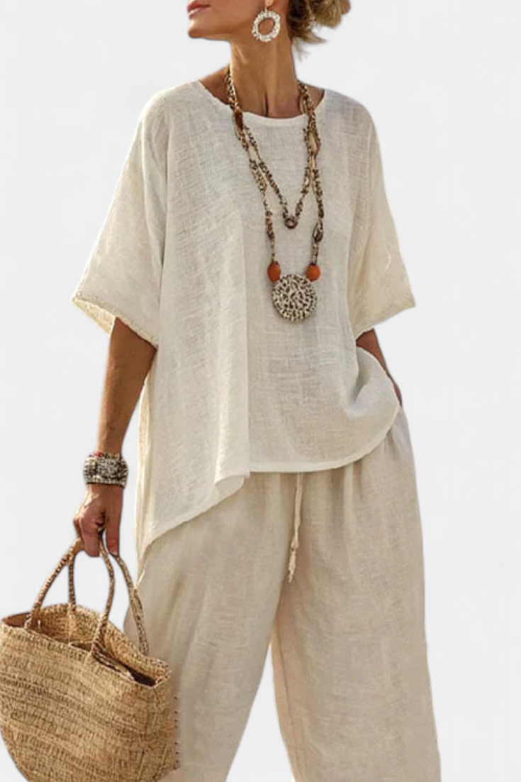 Beatrice – Basic Comfortable Shirt and Wide-leg Trousers
