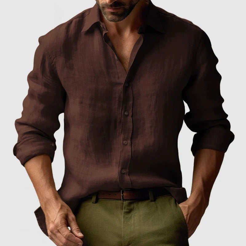 NOLAN - LONG SLEEVE LINEN SHIRT FOR MEN