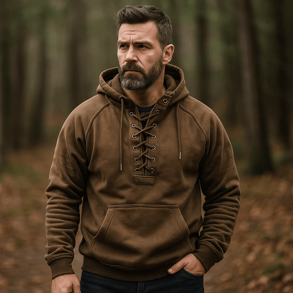 CONNOR - MEN'S LACE-UP HOODED SWEATSHIRT