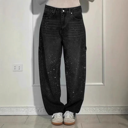 Julia | Trendy Balloon Carpenter Jeans with Subtle Sparkle