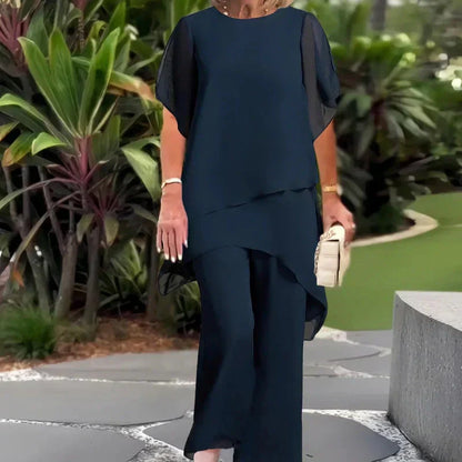 Delphina | Draped Top with Palazzo Pants