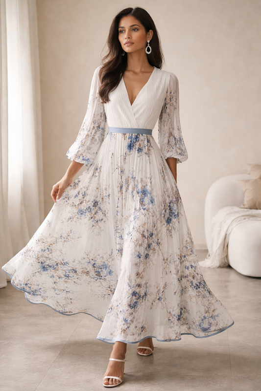 Zoey - Elegant Floral Maxi Dress with V-Neck